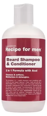 Immagine prodotto di Ricetta per uomini, shampoo e balsamo per barba, detergente e nutriente, shampoo per barba, idratante, 250 ml