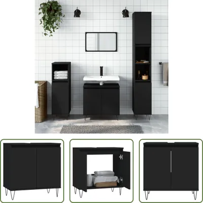 Immagine prodotto di The Living Store Mobile da bagno nero 58x33x60 cm in legno