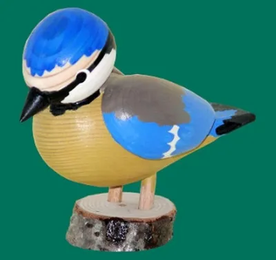 Immagine prodotto di Decorazione per tutto l'anno, uccellino di legno, cinciallegra, altezza 10 cm, NUOVO