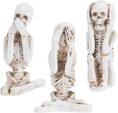 Image de Ensemble de 3 figurines Yoga Doodshoofd en plastique, décoration d'Halloween de style gothique