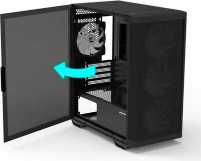 Produktbild von Zalman M4 Black, Mini Tower, PC, Schwarz, micro ATX, Mini-ITX, Kunststoff, Stahl, Gehärtetes Glas, 15,7 cm
