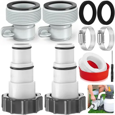 Poolschlauch-Adapter Set, 4 Stück, 32 auf 38 mm, Kunststoff