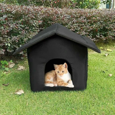 Produktbild von Wetterfestes Katzenhaus für den Außenbereich, Hundehaus für den Innenbereich, faltiges wetterfestes Katzenzelt, warmes Oxford-Tuch für den Winter, L