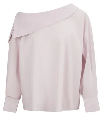 Produktbild von Moderne lila Bluse Größe L mit asymmetrischem One-Shoulder-Ausschnitt