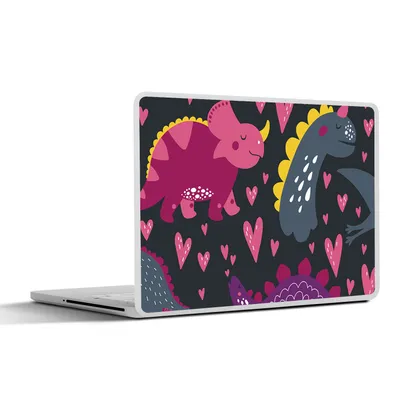 Produktbild von MuchoWow® Laptop Aufkleber Sticker Cover Dinosaurier - Kind - Muster - Rosa - Mädchen 40x30 cm - Laptop Dekoration - Selbstklebend