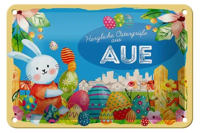 Produktbild von Blechschild Ostern Ostergrüße 18x12cm AUE Geschenk Deko