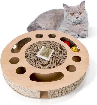 Produktbild von Famanu Interaktives Kattenspielzeug - Nachhaltiges Kratzmöbel mit Bällen und Katzenminze