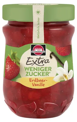 Obrázek produktu pro Schwartau Extra, jahodová a vanilková příchuť, s obsahem cukru sníženým, balení 300g