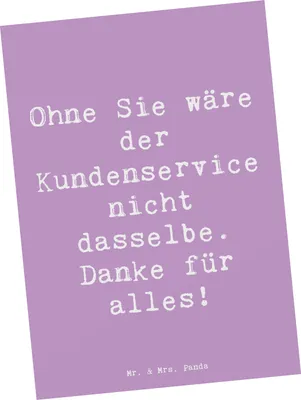 Produktbild von Mr. & Mrs. Panda Ansichtskarte Spruch Kundendienstmitarbeiter Dankeschön - Lavendeltraum - Geschenk, unsichtbare Helden, Grußkarte, Postkarten, Danke, unentbehrlich