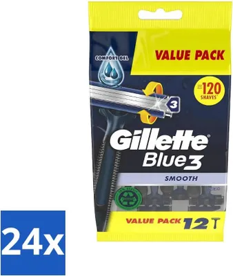 Produktbild von Gillette Blue 3 Smooth Einwegrasierer – angenehme Rasur – 6 Rasierklingen - Vorteilspack - 24 Stücke