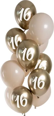 Produktbild von 12 Golden 16th Ballonmix 33cm