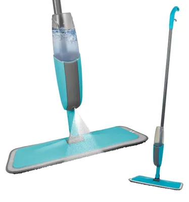 Zdjęcie produktu dla Mop Alpina Spray Mop z funkcją spryskiwania – mop do podłóg z uzupełnianym zbiornikiem na wodę – mop z obrotową głowicą 360 stopni do różnych rodzajów podłóg