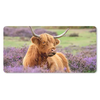 Produktbild von MuchoWow® Mauspad Mousepad Schottischer Highlander - Blumen - Licht 60x30 cm - Mousepads - Maus Mat - Pad - Mausunterlage - Nachhaltig