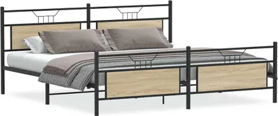 Produktbild von vidaXL Metallbett ohne Matratze Sonoma-Eiche 193x203 cm