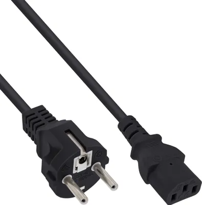 Produktbild von InLine Netzkabel, Schutzkontakt gerade auf Kaltgerätestecker C13, 0,5m, schwarz, 0,5 m, C13-Koppler, CEE7/7