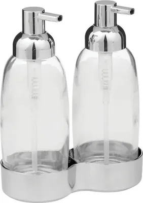 Produktbild von mDesign Doppel-Seifenspender Lotionspender Pumpseifenspender Edelstahl Silber