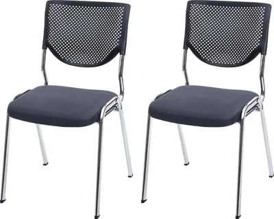 Obrázok produktu pre sada 2 stoličiek pre návštevníkov T401, konferenčná stolička stohovateľná, látka/textil ~ sedadlo tmavosivé, nohy chrómové