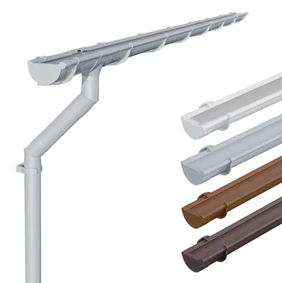 Produktbild von INEFA Dachrinnen Set Kunststoff NW125 / 125mm halbrund Grau 6m – Regenrinne Dachrinne Fallrohr Set PVC für Gartenhaus und Carport