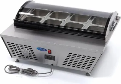 Imagen del producto de Maxima - Vitrina refrigerada para ensaladas - 67 litros - incluye 8 bandejas GN de 1/6 - con superficie de trabajo
