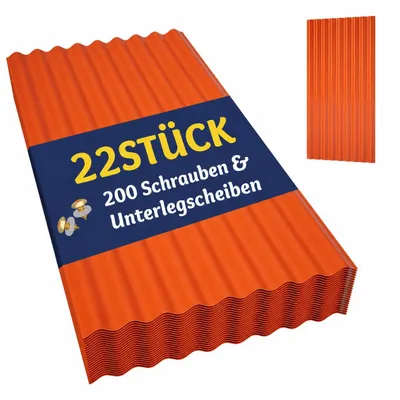 Produktbild von 22x Wellplatte 12,47m² Profilplatte PVC Dachziegel Platte Kunststoffplatt Profilblech Orange