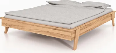 Produktbild von Bett Jetro aus Kernbuche massiv 160x200 cm ohne Kopfteil mit Holzbeinen