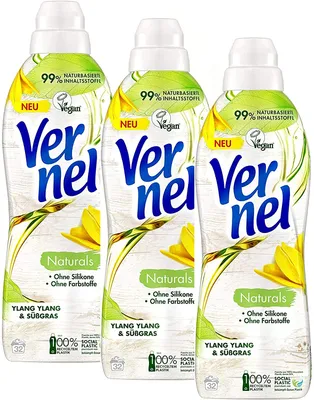 Produktbild von Vernel Naturals Weichspüler Ylang Ylang & Süßgras 3x32 Waschladungen Waschmittel