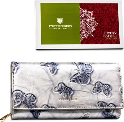 Obrázek produktu pro Peterson dámská peněženka z přírodní kůže stříbrná RFID 19x10 cm