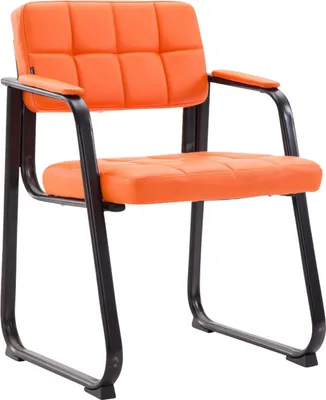 Produktbild von TPFLiving Besucherstuhl Canam Kunstleder Gestell Metall matt schwarz orange