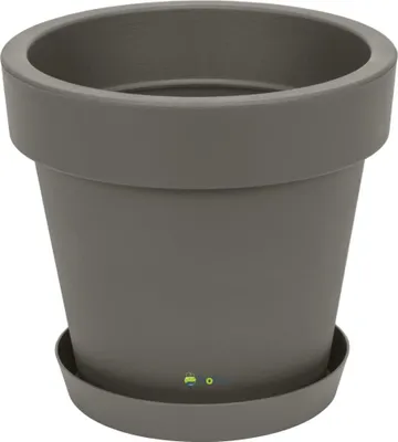 Produktbild von Blumentopf Übertopf inkl. Untersetzer Blumenkübel 35 cm x 31,8 cm Grauer Stein Pflanzkübel Pflanztopf Kunststoff