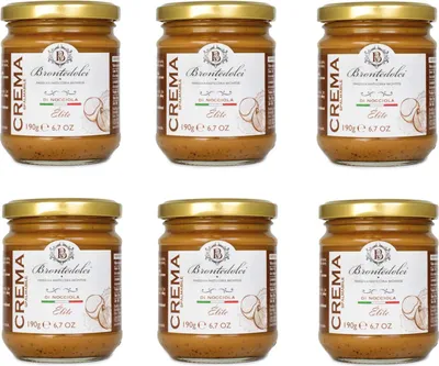 Produktbild von 6x Brontedolci Crema Spalmabile di Nocciola Streichfähige Haselnusscreme 190g in Glas aus Sizilien mit 40% Haselnüssen