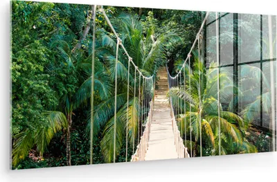 Produktbild von MuchoWow Glasbilder - Bilder auf Wandbild - Foto auf Glas Dschungel - Palme - Brücke - Natur - Pflanzen 40x20 cm Wanddekoration aus Glas - Acrylglasbild - Acrylbilder - Modern - Wandgemälde auf Glas