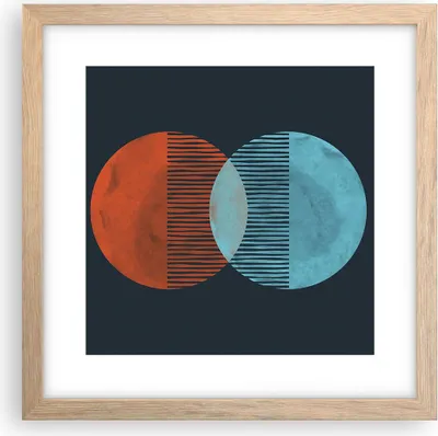 Produktbild von Gerahmtes Poster - Rahmen in heller Eiche - Geometrie Abstraktion Minimalismus - 30x30 cm - Wand Bild - Wanddeko - Wandbilder - Kunstposter - Wandposter - Bilderrahmen - Bilder - P2NAC30x30-5042