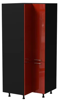 Produktbild von Eckvorratsschrank BRERRA 90x90cm 4-türig lackiert Farbe wählbar BR-D24N/207,RAL 3002 karminrot Hochglanz,schwarz