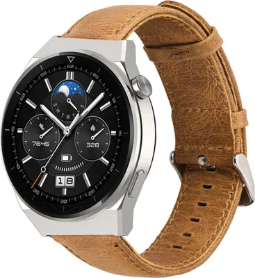 Produktbild von Strap-it Huawei Watch GT 3 Pro 46mm Lederarmband (Braun)