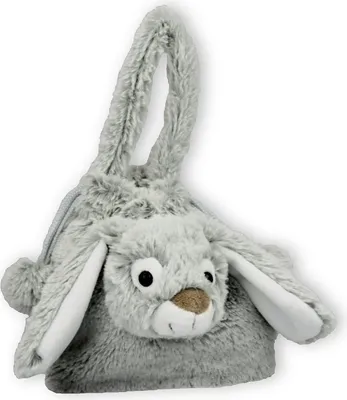 Produktbild von Hase Plüsch Stoffbeutel ca. 17 x 15 cm x 6 cm Material: 100 % Polyester, grau/meliert,Tasche, Handtasche Kindertasche