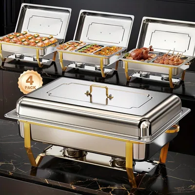 Immagine prodotto di Contenitore riscaldante per buffet - Piastra riscaldante - Contenitore termico - Rechaud - Acciaio inossidabile - Capacità: 9 litri