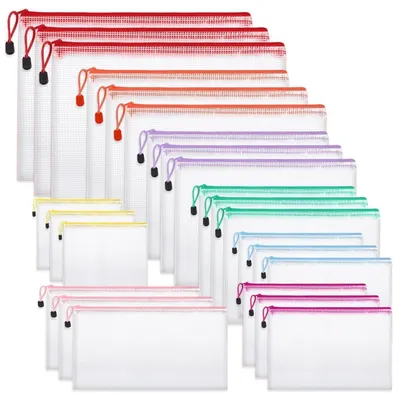 Produktbild von Dokumententaschen Set 24 Stück, 8 Größen, Mehrfarbig, Wasserdicht, PVC