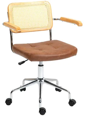Produktbild von Bürostuhl - Bürostuhl mit Armlehnen - Drehstuhl - Arbeitshocker - Bürostuhl - Mit Rückenlehne aus PE-Rattan