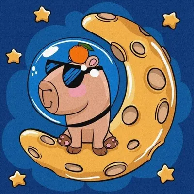 Immagine prodotto di Dipingere con i numeri - Capibara sulla luna 30x30 - Ideyka