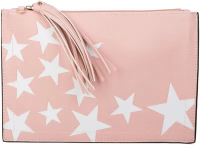 Produktbild von styleBREAKER Clutch mit Sterne Muster, Quasten Anhänger am Reißverschluss, Handschlaufe und Umhängegurt, Damen 02012075