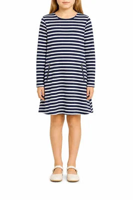 Produktbild von 993156 Happy Girls Mädchen Streifenkleid Blau Weiß Gr. 128 – Baumwollkleid mit Streifenmuster