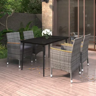 Produktbild von BEI CLORIS 5-tlg. Garten-Essgruppe mit Auflagen Poly Rattan und Glas 2024 Neu5115415