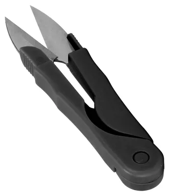 Produktbild von Mini-Nähschere, tragbarer Fadenschneider mit Schutzhülle, Edelstahl, schwarz