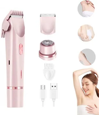 Immagine prodotto di Rasoio intimo 2 in 1 per donne - Impermeabile IPX7 - Epilatore - Trimmer intimo per donne - Rasoio elettrico - Utilizzabile sia da bagnato che asciutto - Trimmer per la zona bikini - Rasoio per il viso - Dispositivo per la depilazione - Ricaricabile - Trimmer per donna - Linea bikini - Ascelle - Gambe
