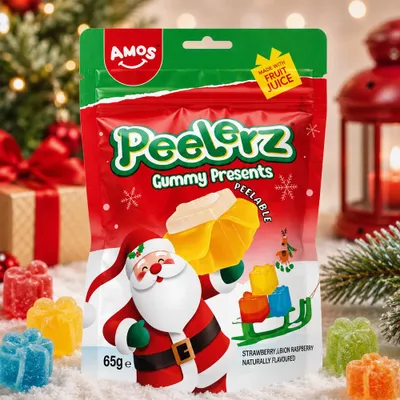 Produktbild von Amos Peelerz Gummy Present Christmas Edition 65g