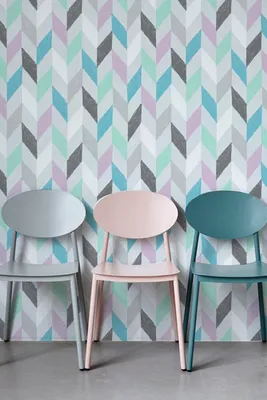Produktbild von Coloray Fototapete 290x290 cm Latextapete Magicstick - Pastell Chevron Drehringbone.