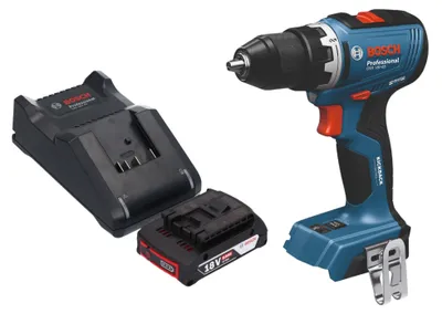 Zdjęcie produktu dla Bosch GSB 18V-65 Profesjonalna akumulatorowa wiertarko-wkrętarka udarowa 18 V 65 Nm bezszczotkowa + 1x akumulator 2,0 Ah + ładowarka