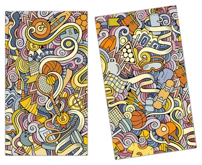 Produktbild von Spritzschutz Herdabdeckplatte Schneidebrett aus Glas Abstraktes Muster 2-Teilig (60x52cm)