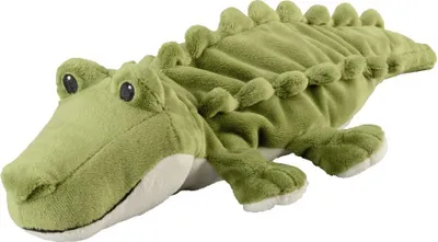 A plush toy crocodile is shown against a white background.