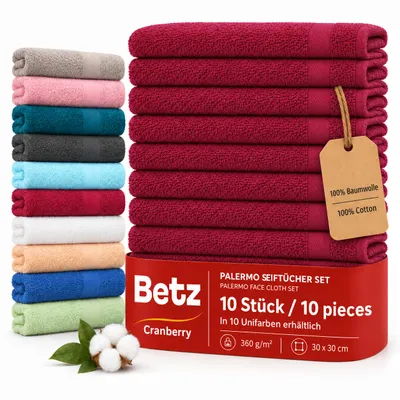Produktbild von Betz 10 Stück Seiftücher 30x30 cm PALERMO 100% Baumwolle  Farbe: cranberry, KI-generiertes Bild